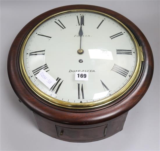 A Fowler of Doncaster mahogany fusee wall clock